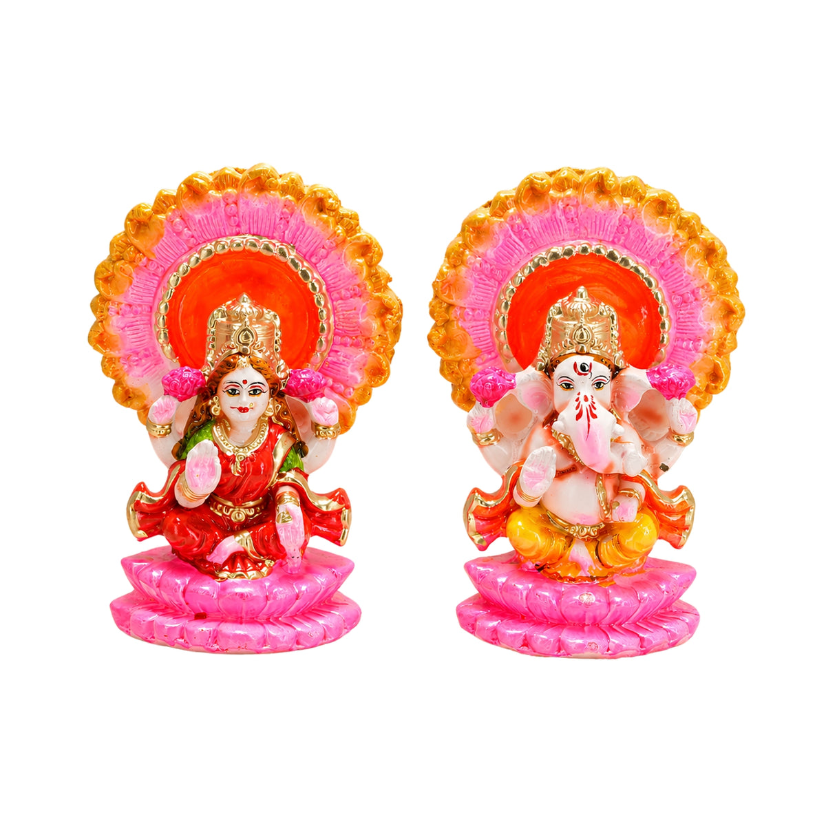 Decorative Clay Laxmi Ganesh Statue Set – Handcrafted 6 Inch Terracotta Idols for Diwali, Home Décor & Gifting by Upharkaro