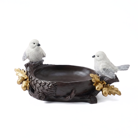 Upharkaro Decorative Dual Bird Water Feeder Bowl | Vintage Resin Bird Bath for Garden, Balcony & Home Decor By Upharkaro