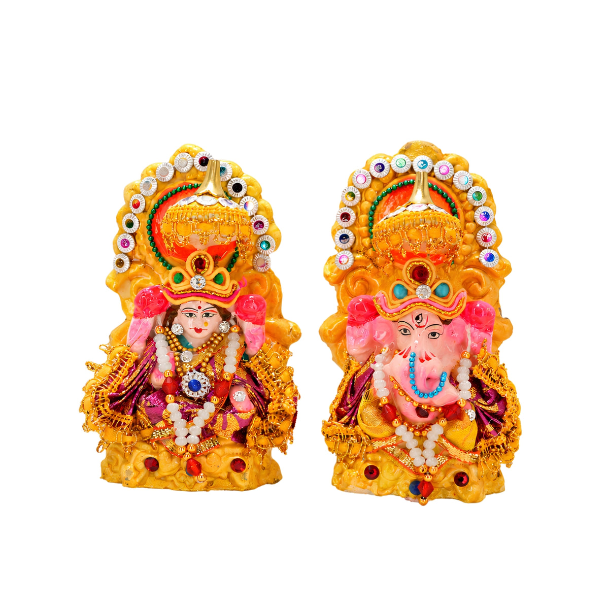 Eco-Friendly Laxmi Ganesh Clay Idol Set – 6 Inch Handcrafted Terracotta Statues for Diwali Pooja, Home Décor & Sustainable Gifting by Upharkaro