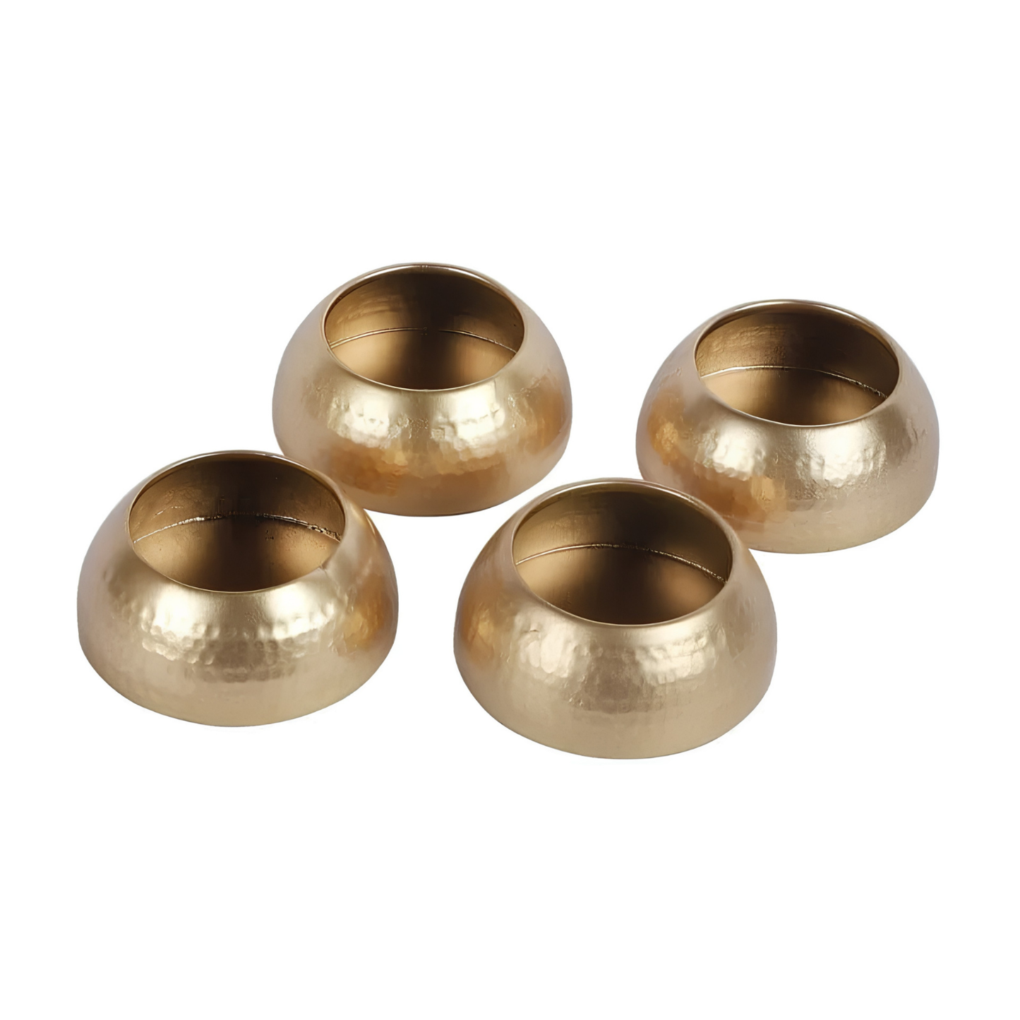 Set of 4 Hammered Gold Finish Metal Planters | Modern Decorative Indoor Plant Pots for Home, Living Room, Office & Table Décor