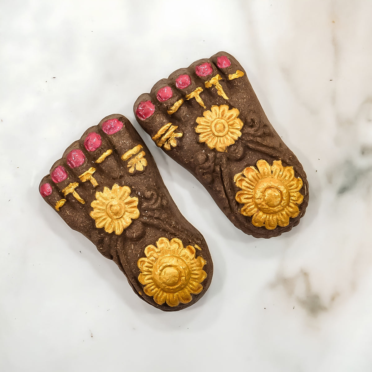 Maa Lakshmi Cow Dung Charan – Eco-Friendly Gobar Paduka for Diwali & Puja