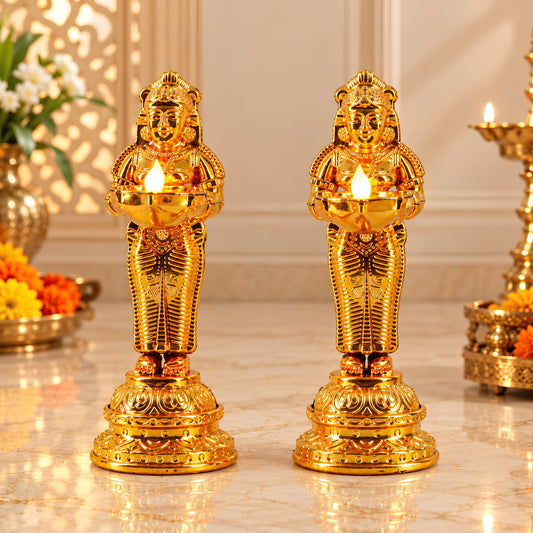 Decorative Golden Statue Welcome Lady Water Sensor Diya By Upharkaro