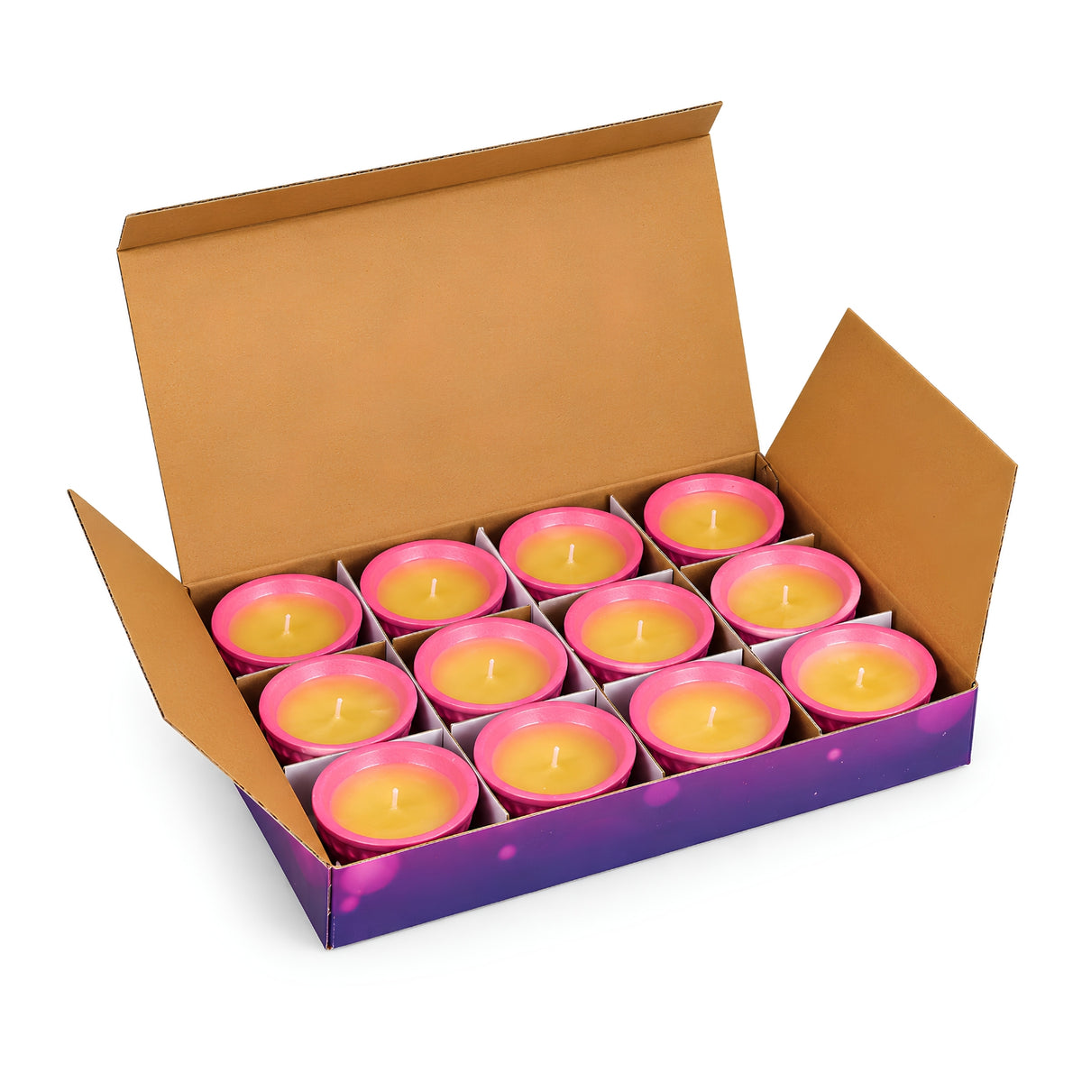 Decorative Ghee-Effect Wax Fancy Clay Diya – 12 Pc Set Box, Handcrafted Traditional Clay Diyas for Diwali, Pooja, Home Decor & Festive Gifting