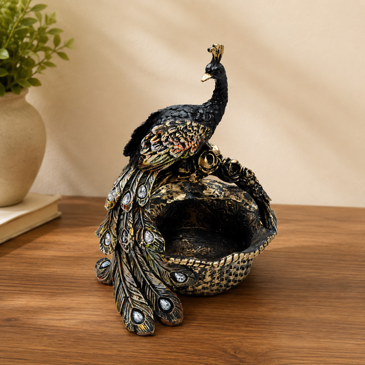 Upharkaro Royal Peacock Bird Water Feeder Bowl | Luxury Decorative Bird Bath for Garden & Balcony By Upharkaro