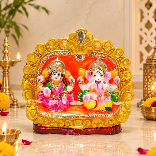 Eco-Friendly Laxmi Ganesh Idol Set – 6 Inch Handcrafted Terracotta Clay Statues for Diwali Pooja & Home Decor by Upharkaro