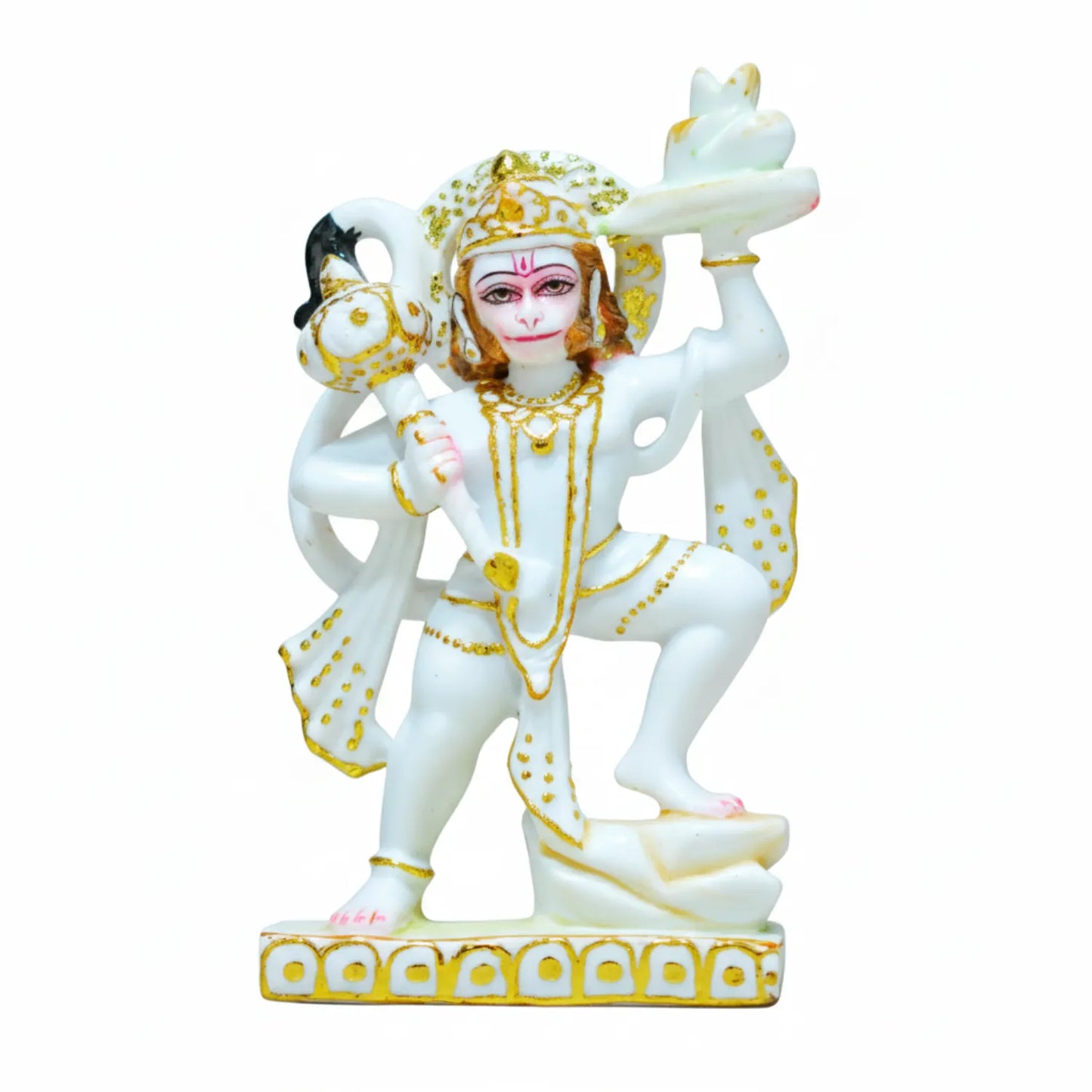 Marble Dust Lord Veer Hanuman Ji/Bajrangbali 9 Inch Statue for Home Temple & Gifts By Upharkaro