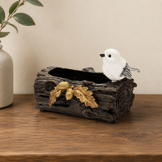 Upharkaro Rustic Log Style Bird Water Feeder | Decorative Sparrow Bowl for Balcony & Garden Decor By Upharkaro