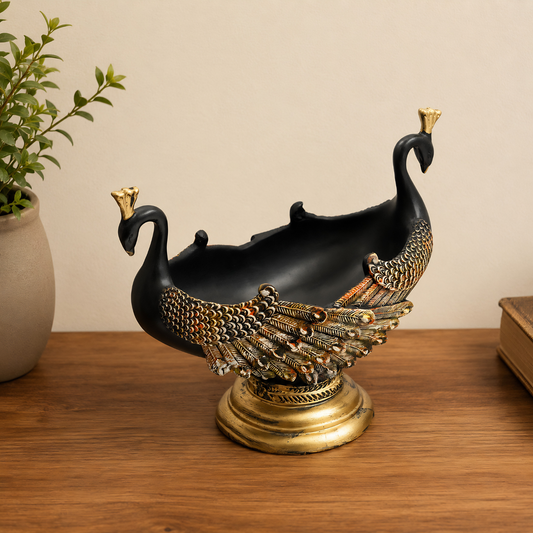 Upharkaro Twin Peacock Decorative Bird Bath | Elegant Water Feeder for Home & Outdoor Decor By Upharkaro