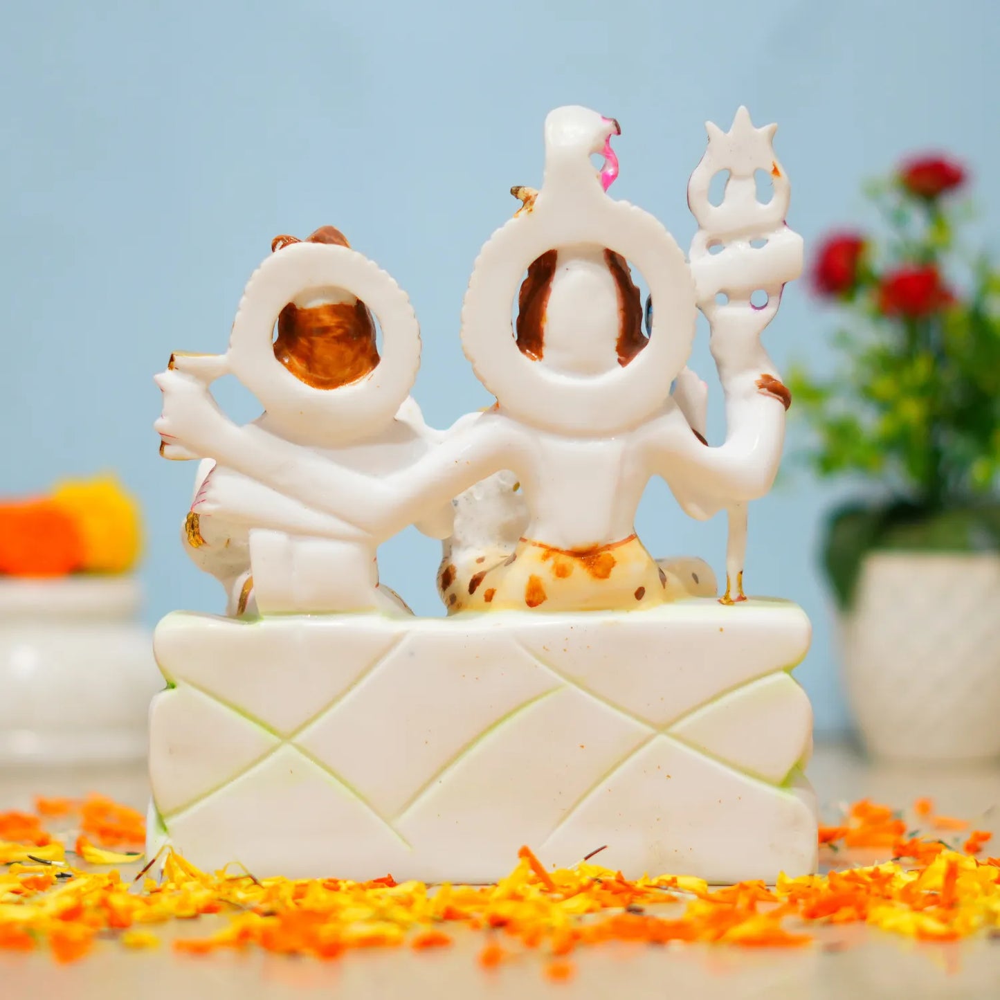 Marble Dust Shiv Pariwar Idol – 9 Inch | Divine Family Statue for Mandir & Home Décor By Upharkaro