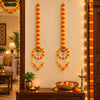 Upharkaro Decorative Marigold Flower Hanging Latkan with Parrot Design – 6 Feet, Set of 2 | Orange & Yellow Traditional Door & Wall Hanging for Diwali, Wedding & Festive Decor