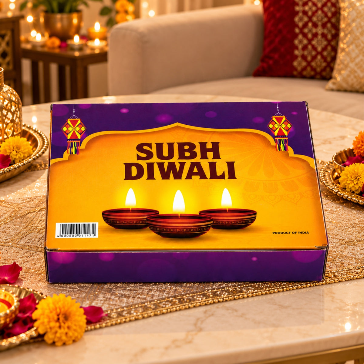 Decorative Ghee-Effect Wax Fancy Clay Diya – 12 Pc Set Box, Handcrafted Traditional Clay Diyas for Diwali, Pooja, Home Decor & Festive Gifting