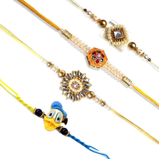 Bhaiya Special Premium Rakhi Combo with Kids Rakhi Surprise – Set of 4 for Brothers | Upharkaro