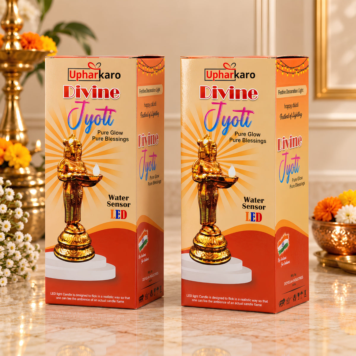 Decorative Golden Statue Welcome Lady Water Sensor Diya By Upharkaro