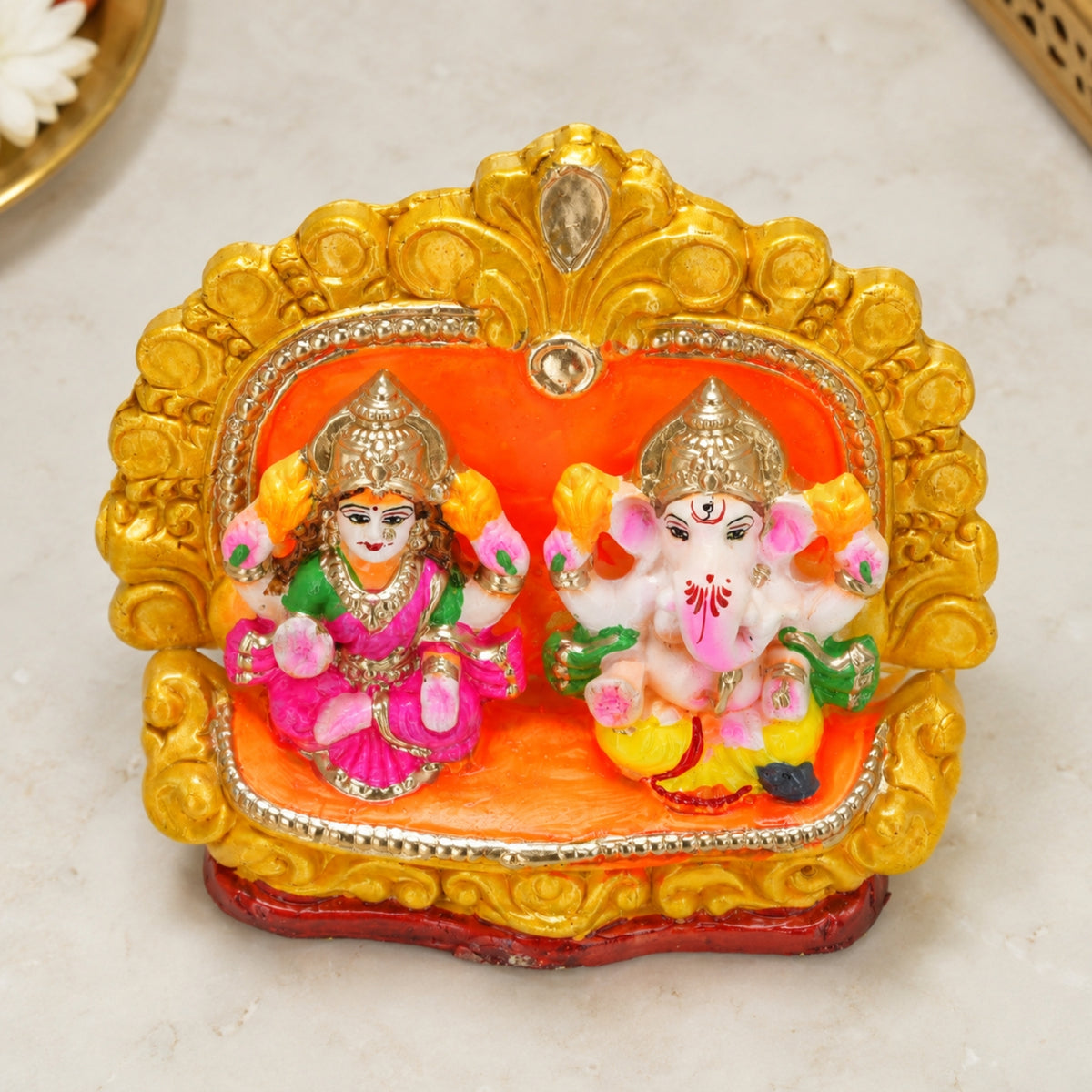 Eco-Friendly Laxmi Ganesh Idol Set – 6 Inch Handcrafted Terracotta Clay Statues for Diwali Pooja & Home Decor by Upharkaro