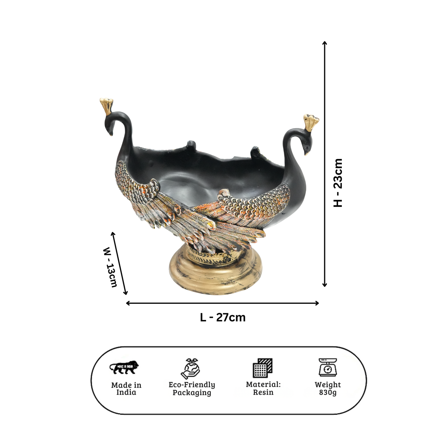 Upharkaro Twin Peacock Decorative Bird Bath | Elegant Water Feeder for Home & Outdoor Decor By Upharkaro