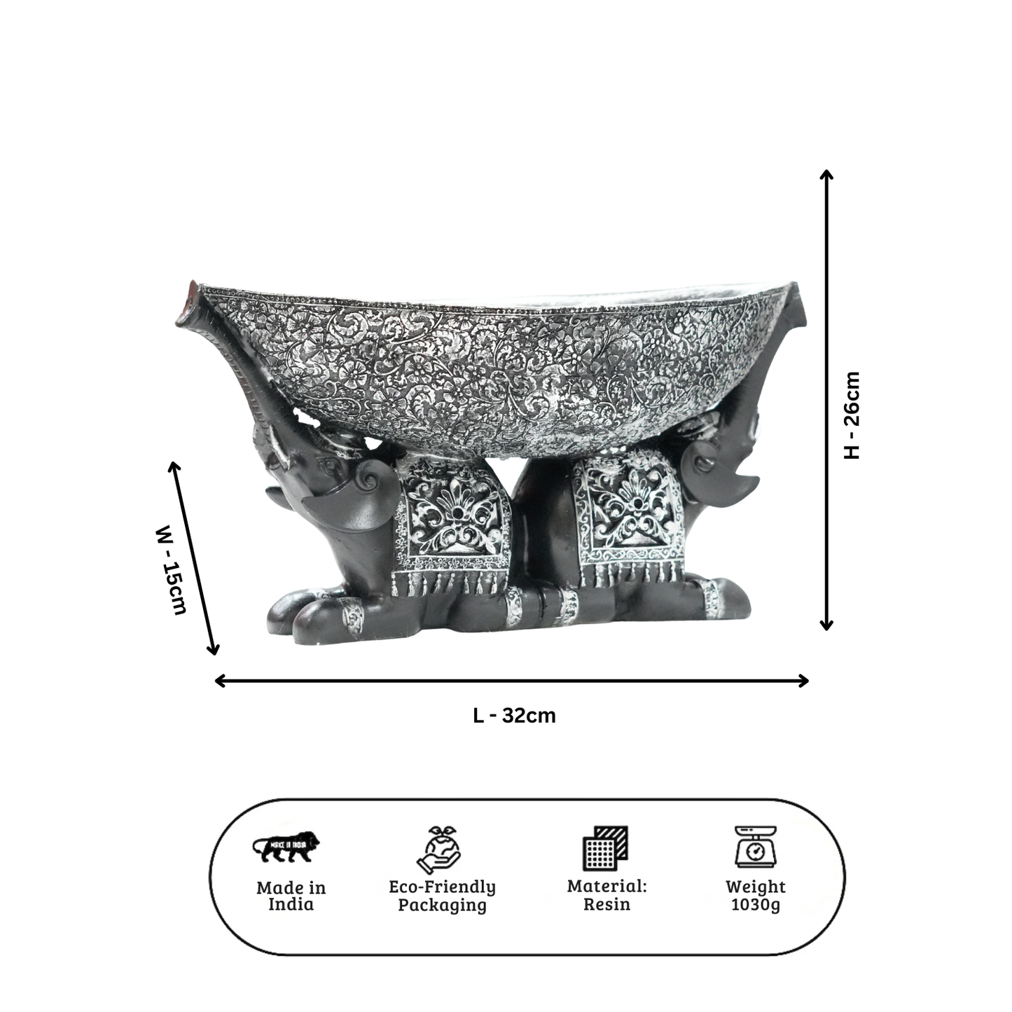 Upharkaro Royal Elephant Bird Bath Bowl | Decorative Water Feeder for Garden, Balcony & Home Decor By Upharkaro