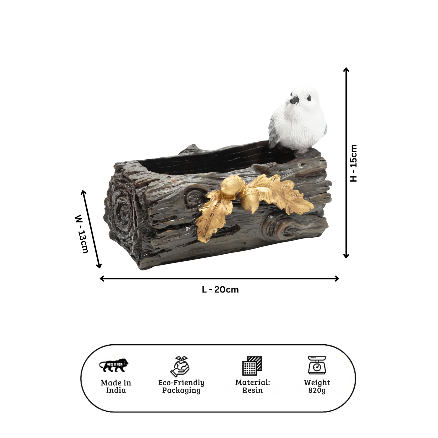 Upharkaro Rustic Log Style Bird Water Feeder | Decorative Sparrow Bowl for Balcony & Garden Decor By Upharkaro