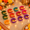 Hand-Painted Clay Fancy Om Diya Set of 12 – Decorative Traditional Diyas for Diwali, Pooja, Home Decor & Festive Gifting