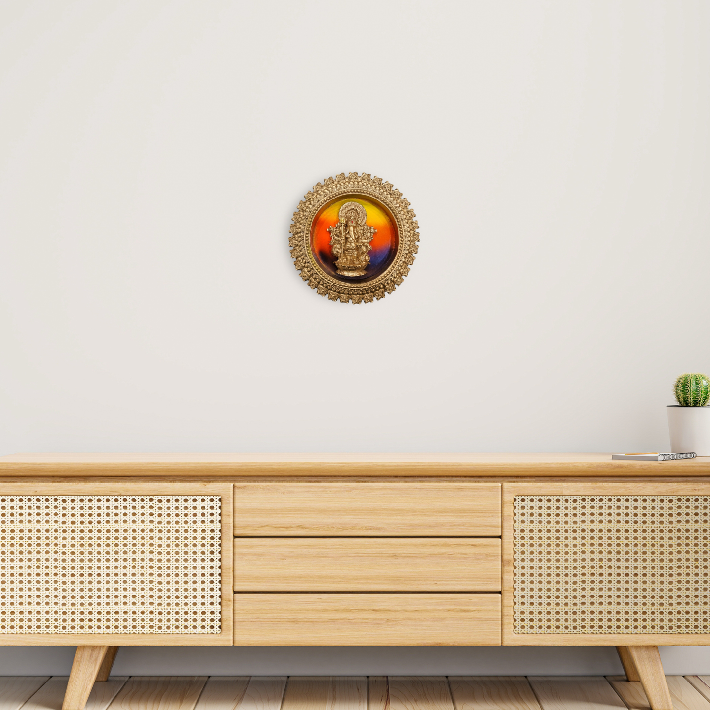 Buy Golden Round Shubha Drishti Ganapathy/Ganesha (7 x 7 Inch) Wall Hanging – Spiritual Ganesha Wall Decor for Home, Office, Mandir & Festive Gifting by Upharkaro