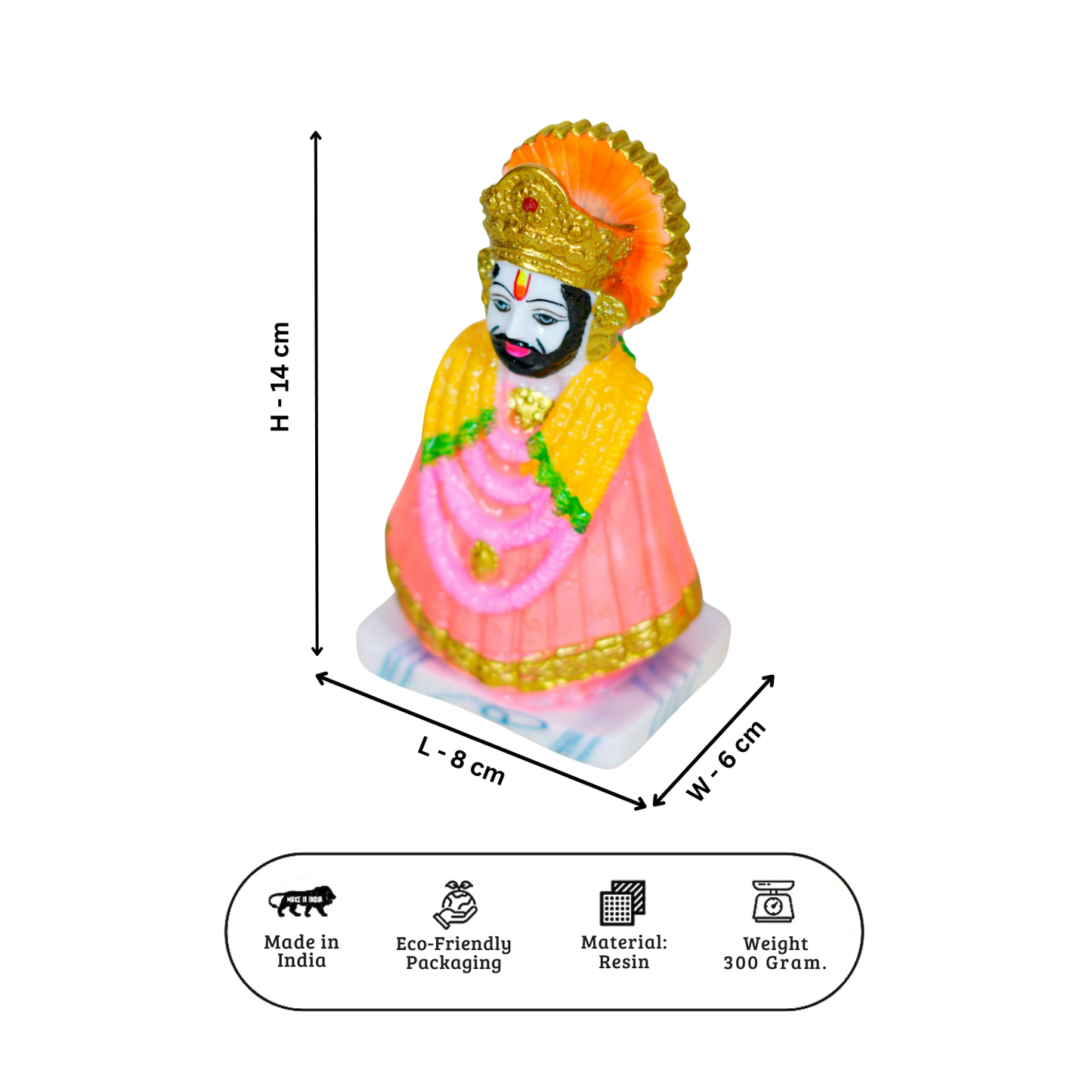 Premium Multicolor Khatu Shyam Ji Murti 5.5 Inch for Car Dashboard & Home Temple & Gifting By Upharkaro