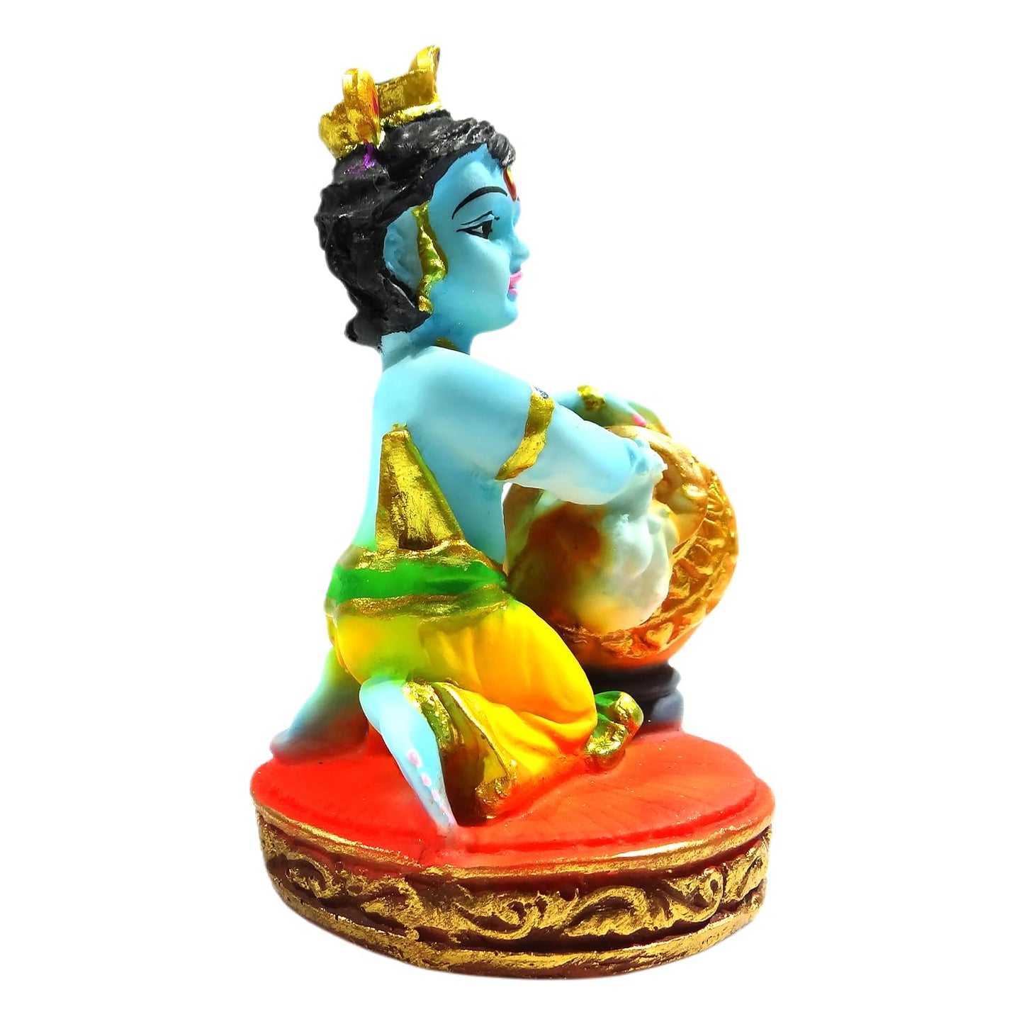 Makhan Chor Bal Krishna Idol/Statue in Resin | Hindu God Krishna Murti for Home Temple, Pooja, Car Dashboard Decor | Auspicious Religious Idol & Ideal Gift (Height 6 Inch)