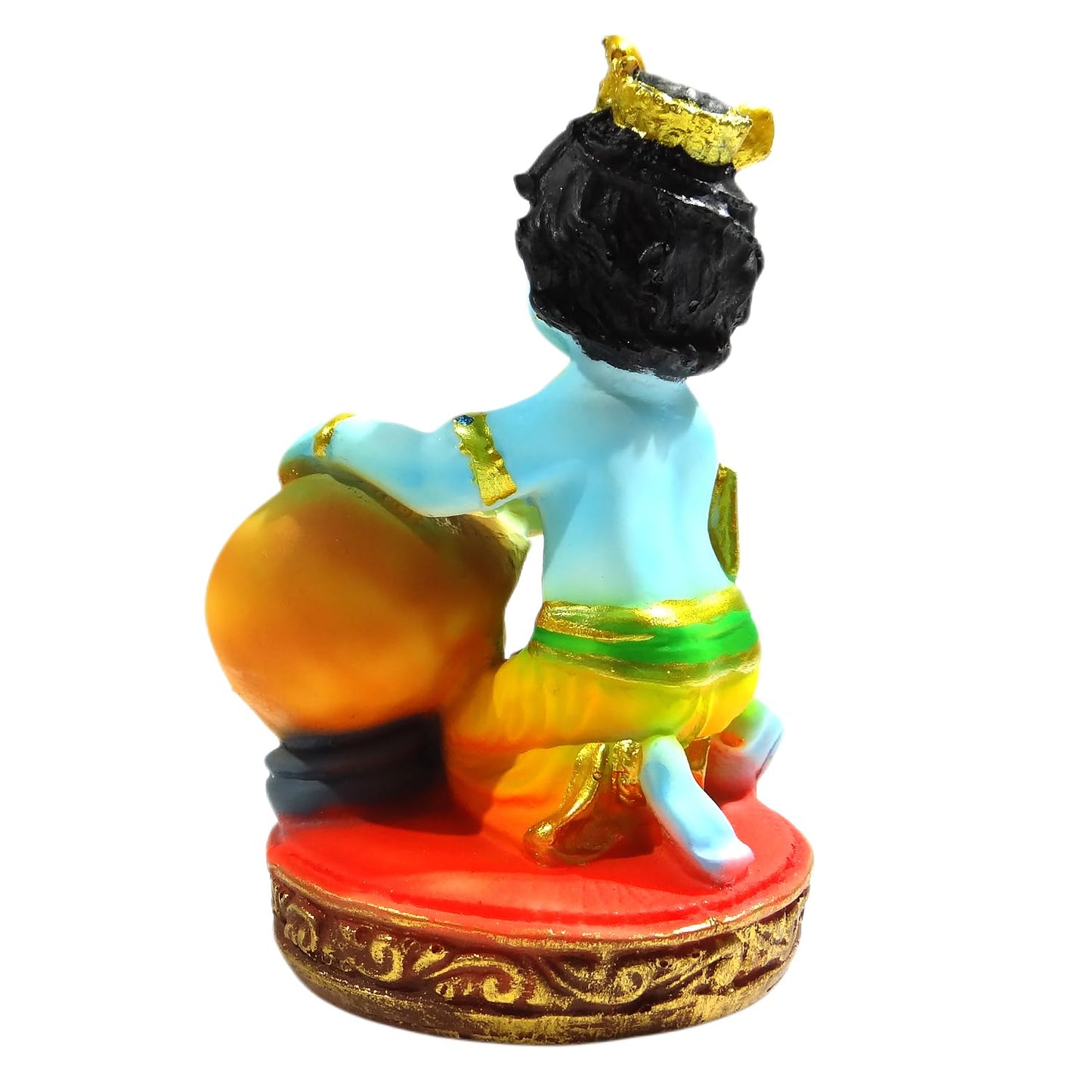 Makhan Chor Bal Krishna Idol/Statue in Resin | Hindu God Krishna Murti for Home Temple, Pooja, Car Dashboard Decor | Auspicious Religious Idol & Ideal Gift (Height 6 Inch)