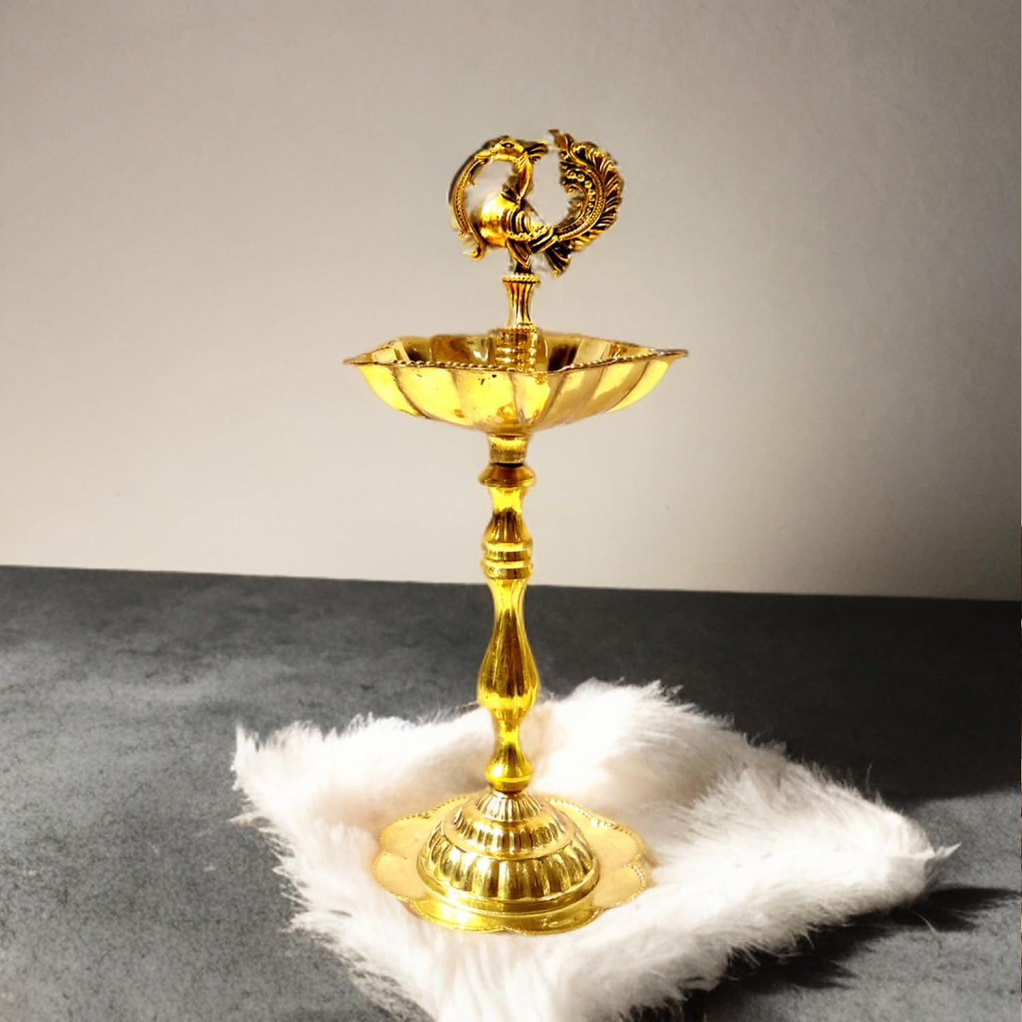 UPHARKARO Elegant Traditional Brass Peacock Diya for Pooja & Home Décor 8 Inch by Upharkaro