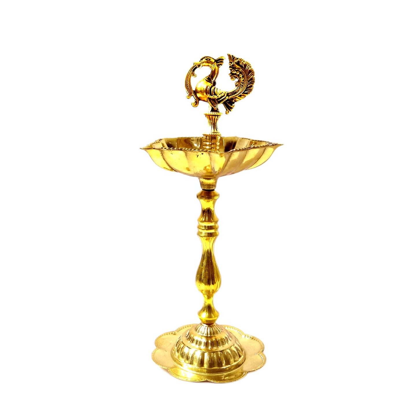 UPHARKARO Elegant Traditional Brass Peacock Diya for Pooja & Home Décor 8 Inch by Upharkaro
