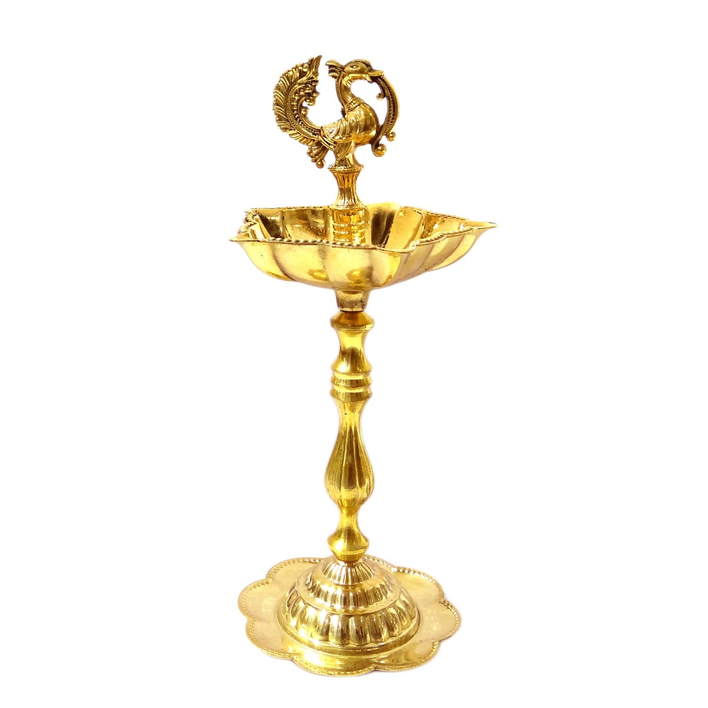 UPHARKARO Elegant Traditional Brass Peacock Diya for Pooja & Home Décor 8 Inch by Upharkaro