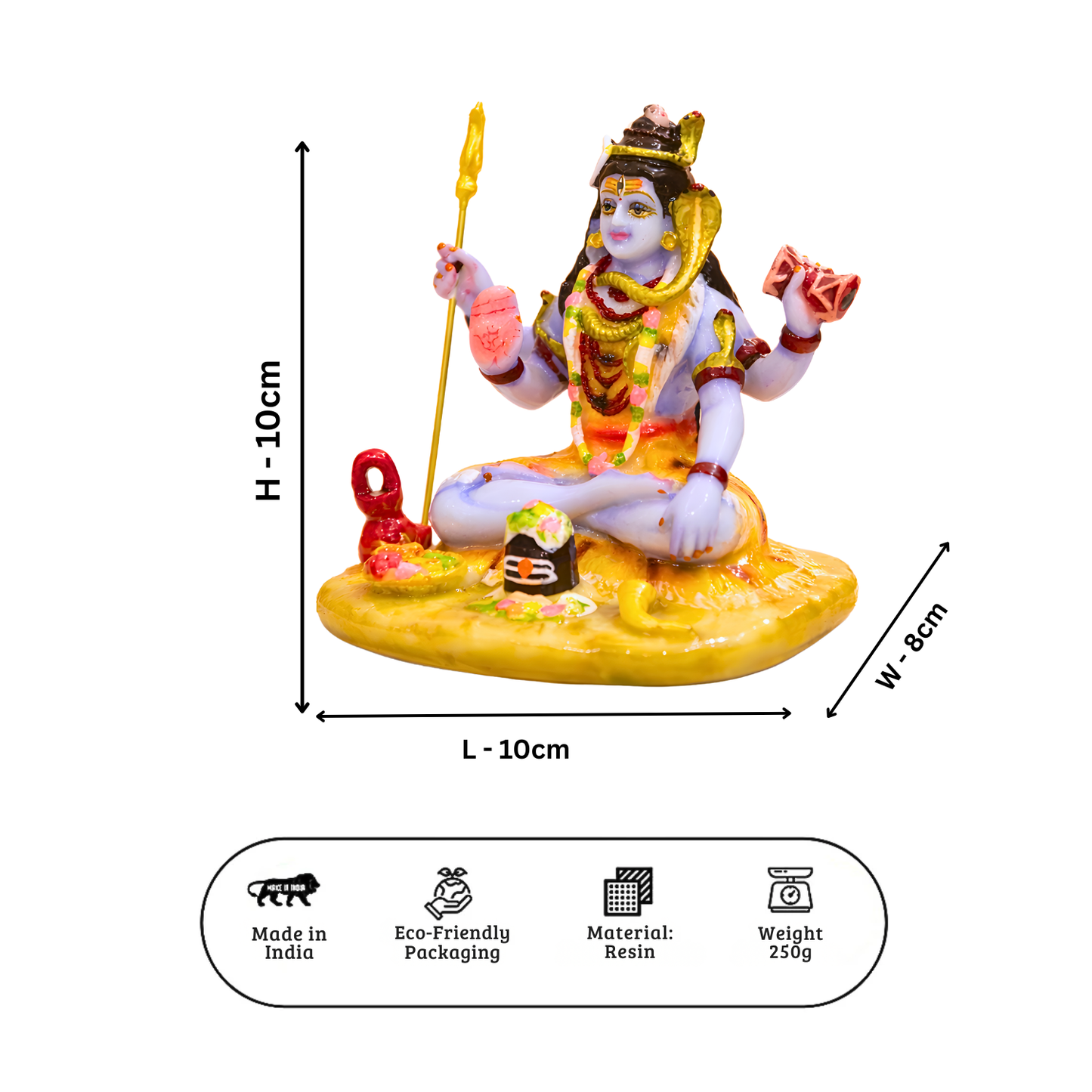 Upharkaro Lord Shiva Idol 10cm Resin Statue Mahadev Sitting Shiv Murti with Trishul & Shivling for Home Temple Office Desk & Car Dashboard