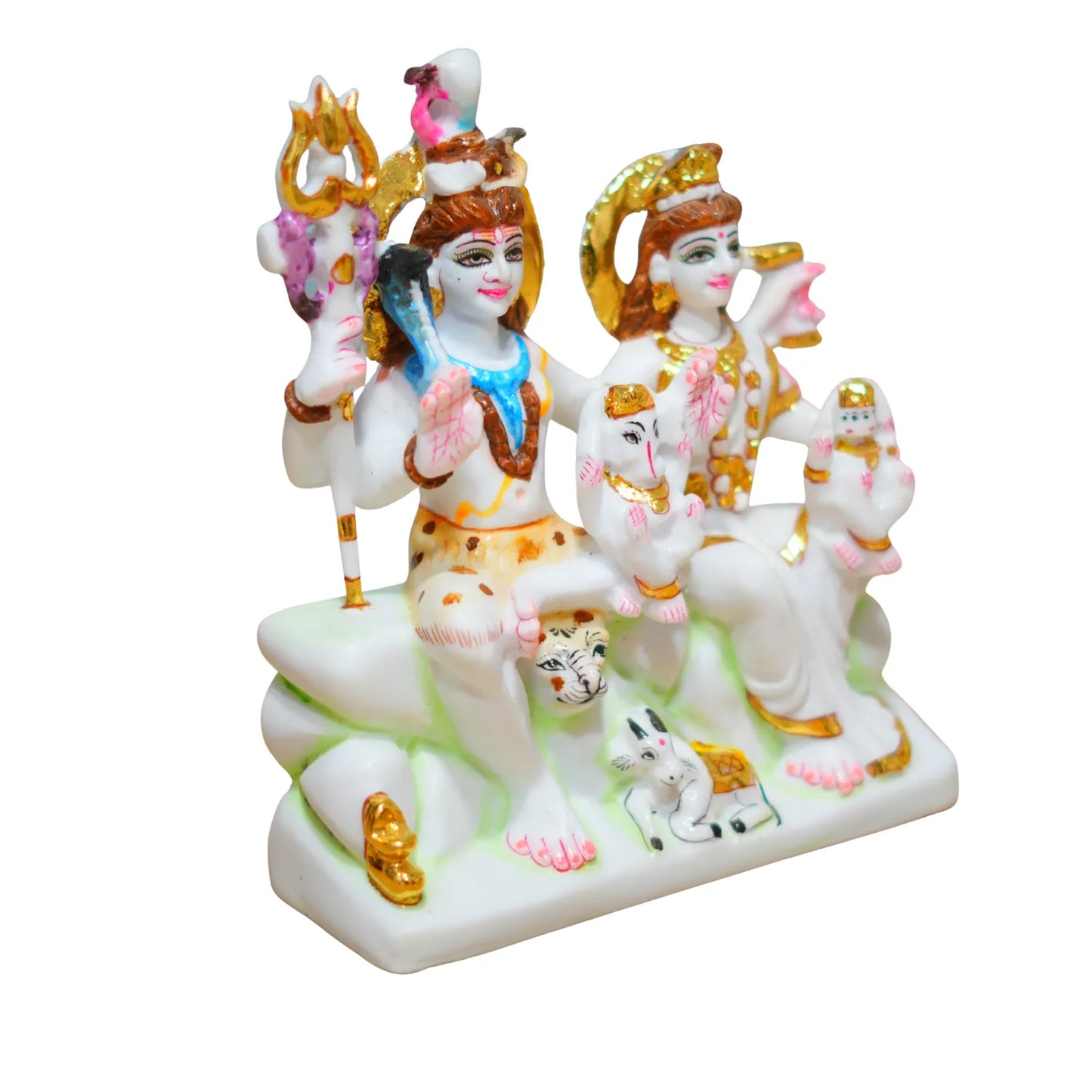 Marble Dust Shiv Pariwar Idol – 9 Inch | Divine Family Statue for Mandir & Home Décor By Upharkaro