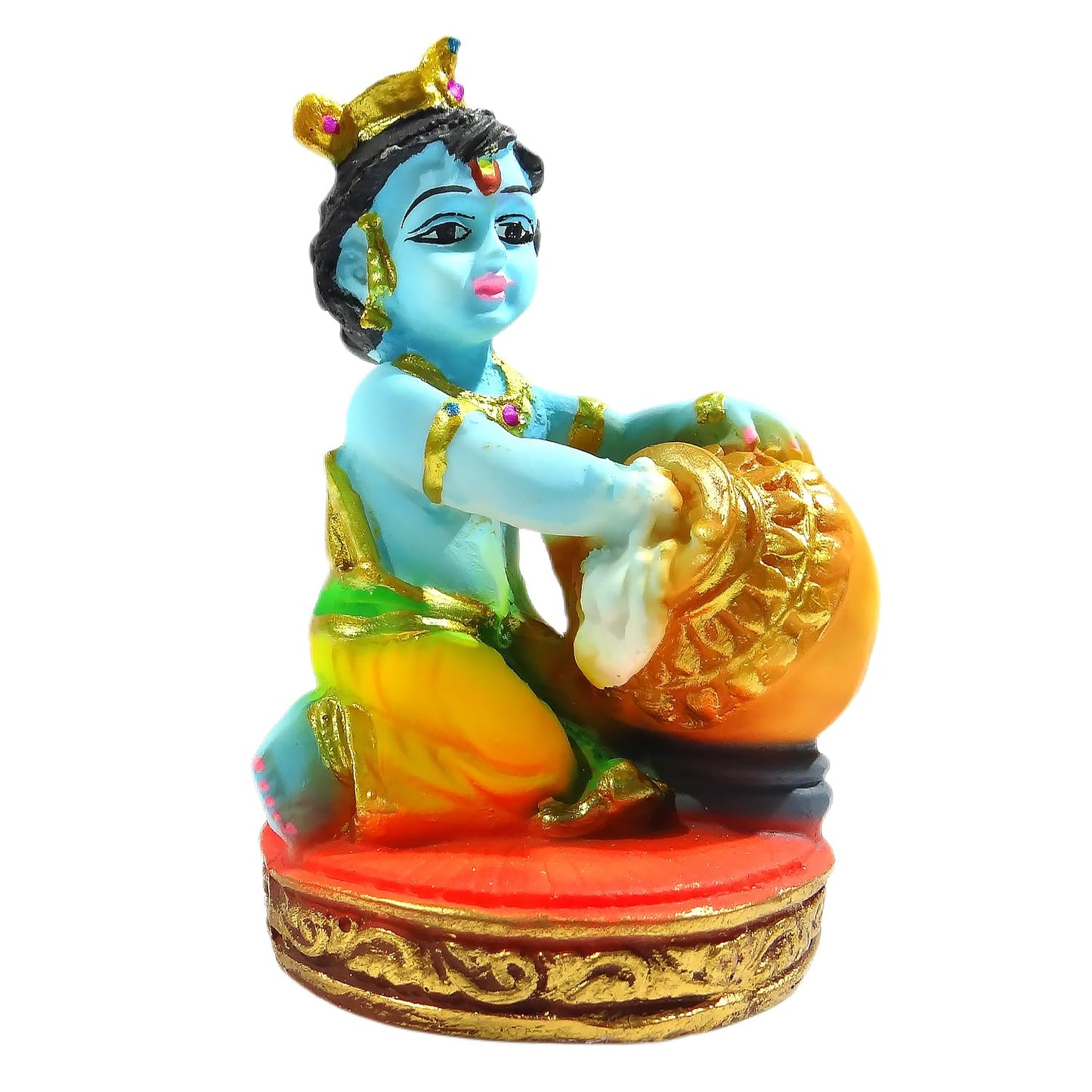 Makhan Chor Bal Krishna Idol/Statue in Resin | Hindu God Krishna Murti for Home Temple, Pooja, Car Dashboard Decor | Auspicious Religious Idol & Ideal Gift (Height 6 Inch)