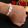 Premium Pearl Beaded Designer Rakhi with Multicolor Stone Centerpiece for Brother | Elegant Rakhi