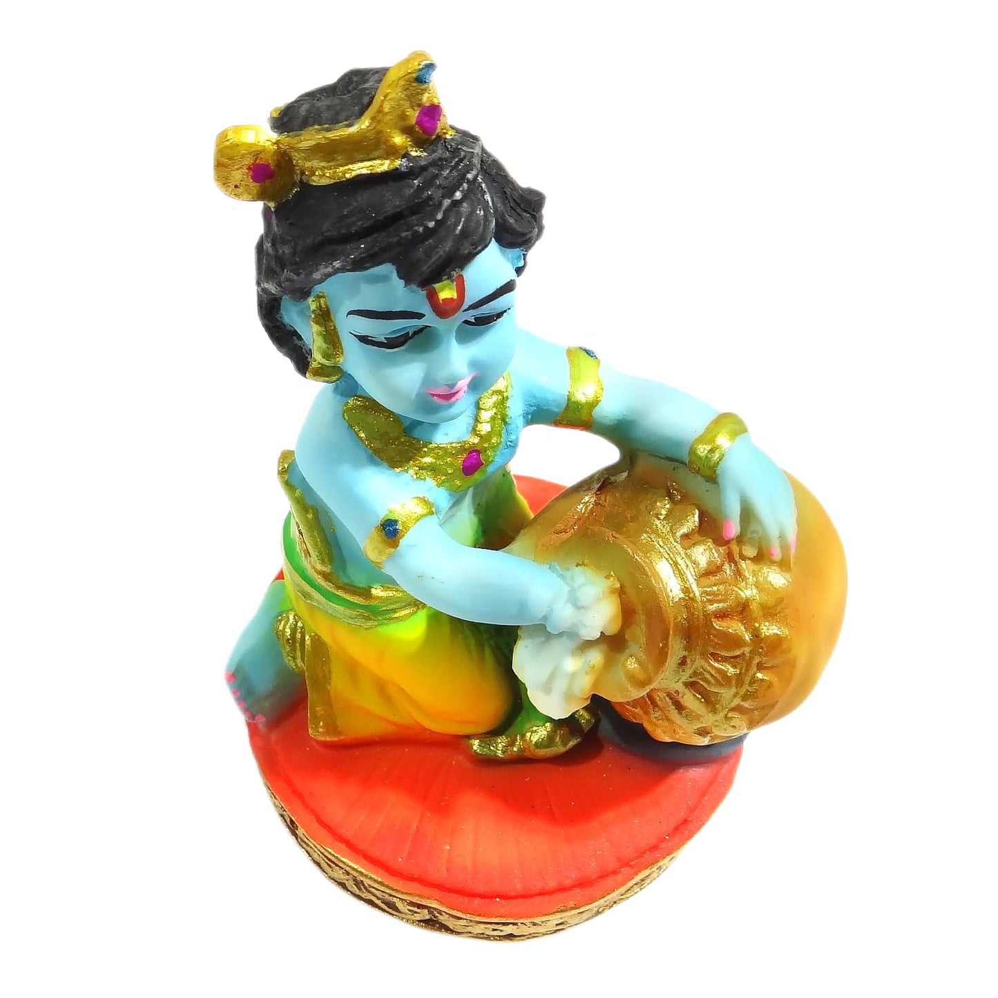 Makhan Chor Bal Krishna Idol/Statue in Resin | Hindu God Krishna Murti for Home Temple, Pooja, Car Dashboard Decor | Auspicious Religious Idol & Ideal Gift (Height 6 Inch)