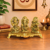 Golden Metal Laxmi Ganesha Saraswati Diya | Decorative Spiritual Idol for Home Temple & Gifting – By Upharkaro