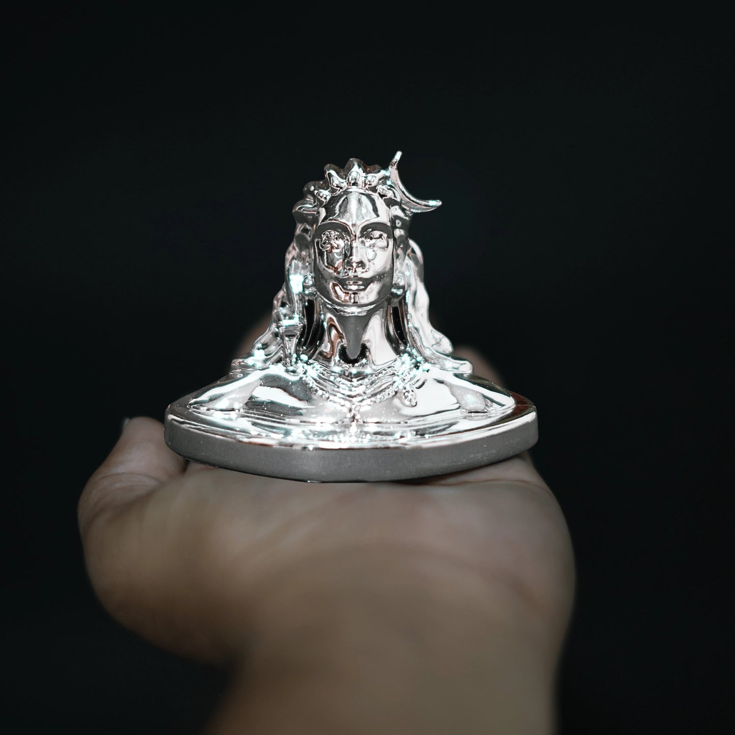 Silver Finish Adiyogi Statue Car Dashboard, Home, Office & Meditation Decor by Upharkaro
