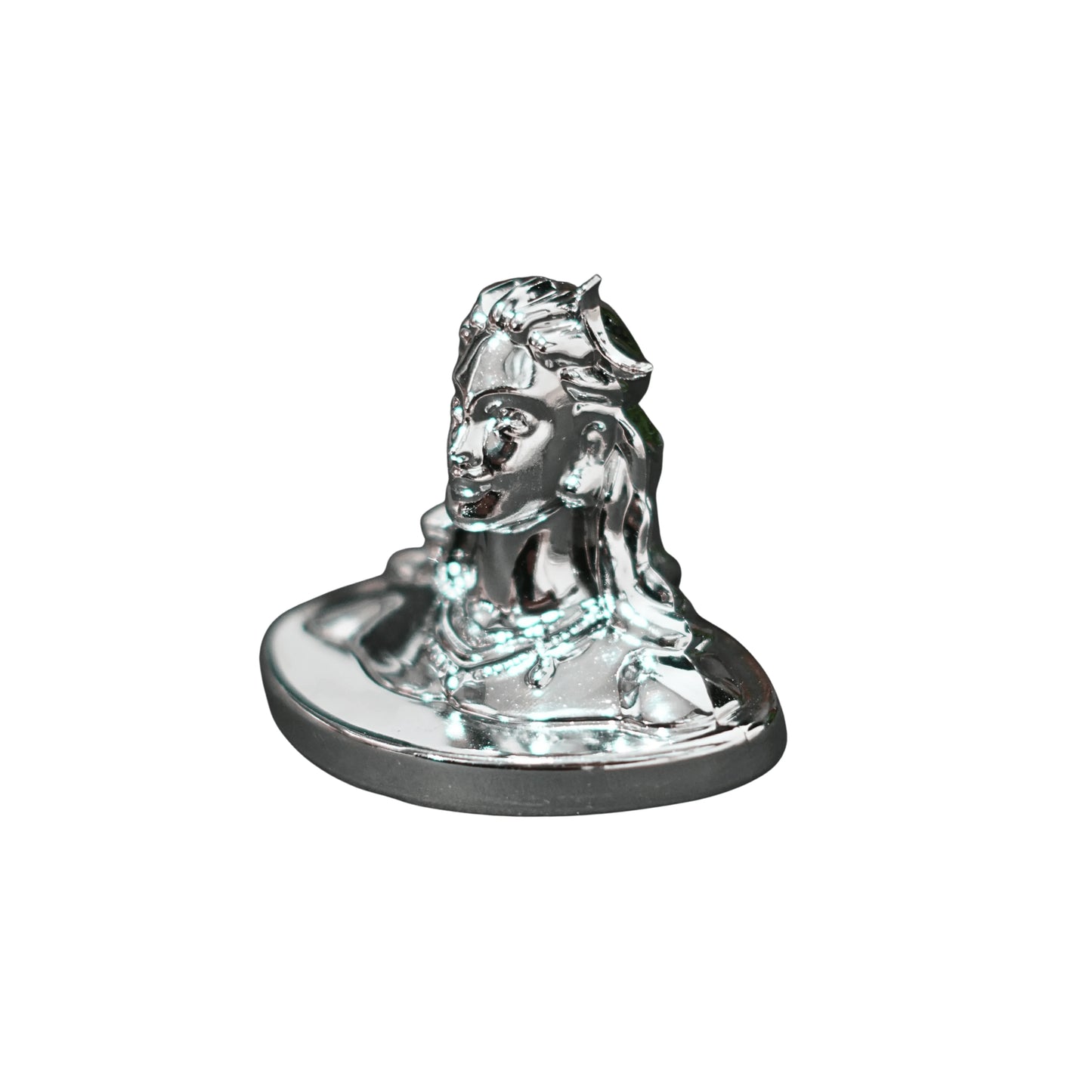 Silver Finish Adiyogi Statue Car Dashboard, Home, Office & Meditation Decor by Upharkaro