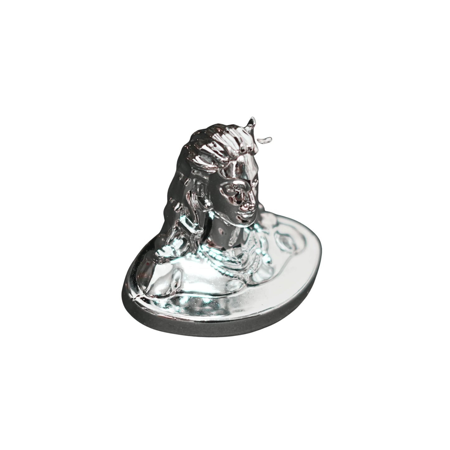 Silver Finish Adiyogi Statue Car Dashboard, Home, Office & Meditation Decor by Upharkaro