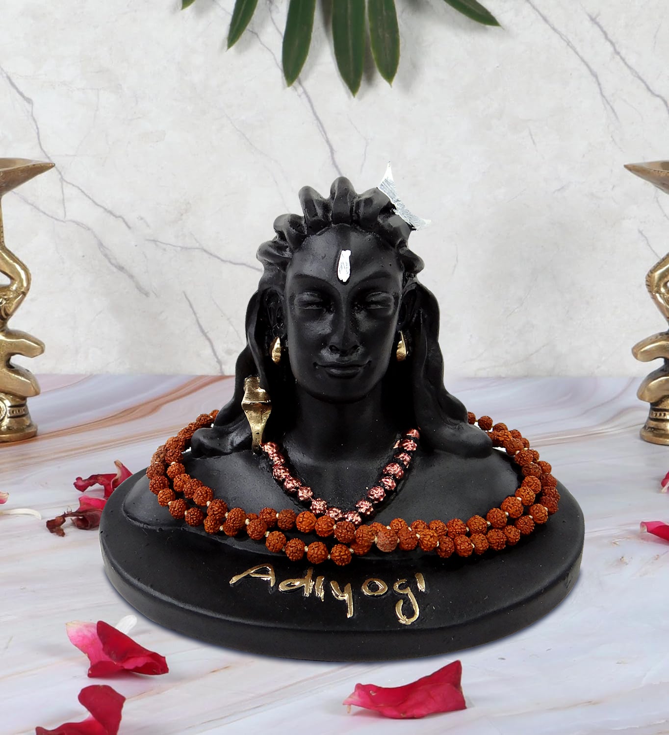 Resin Adiyogi Statue with Rudraksha Mala (Size: 4.5 inch, weight: 380 Gram) By Upharkaro