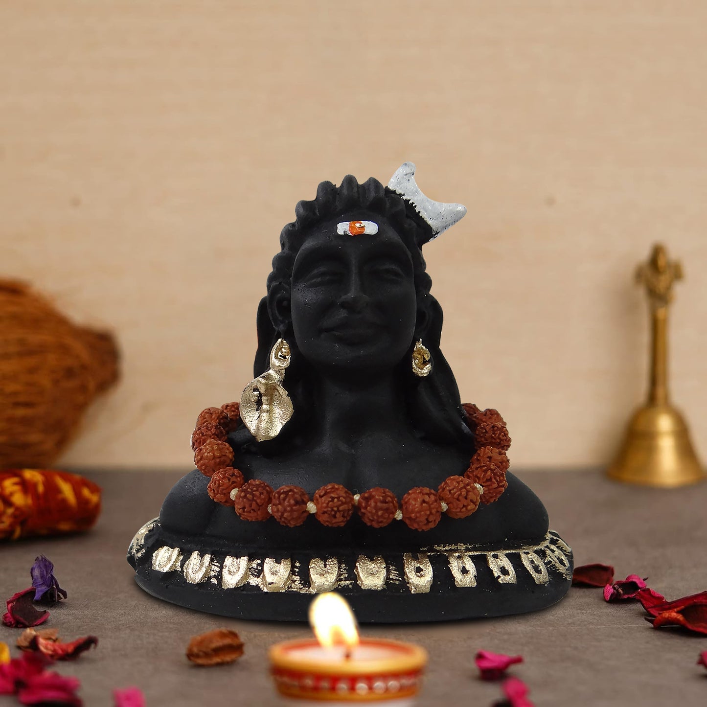 Resin Adiyogi Statue with Rudraksha Mala (Size: 2.5 inch, Weight: 90 Gram) By Upharkaro