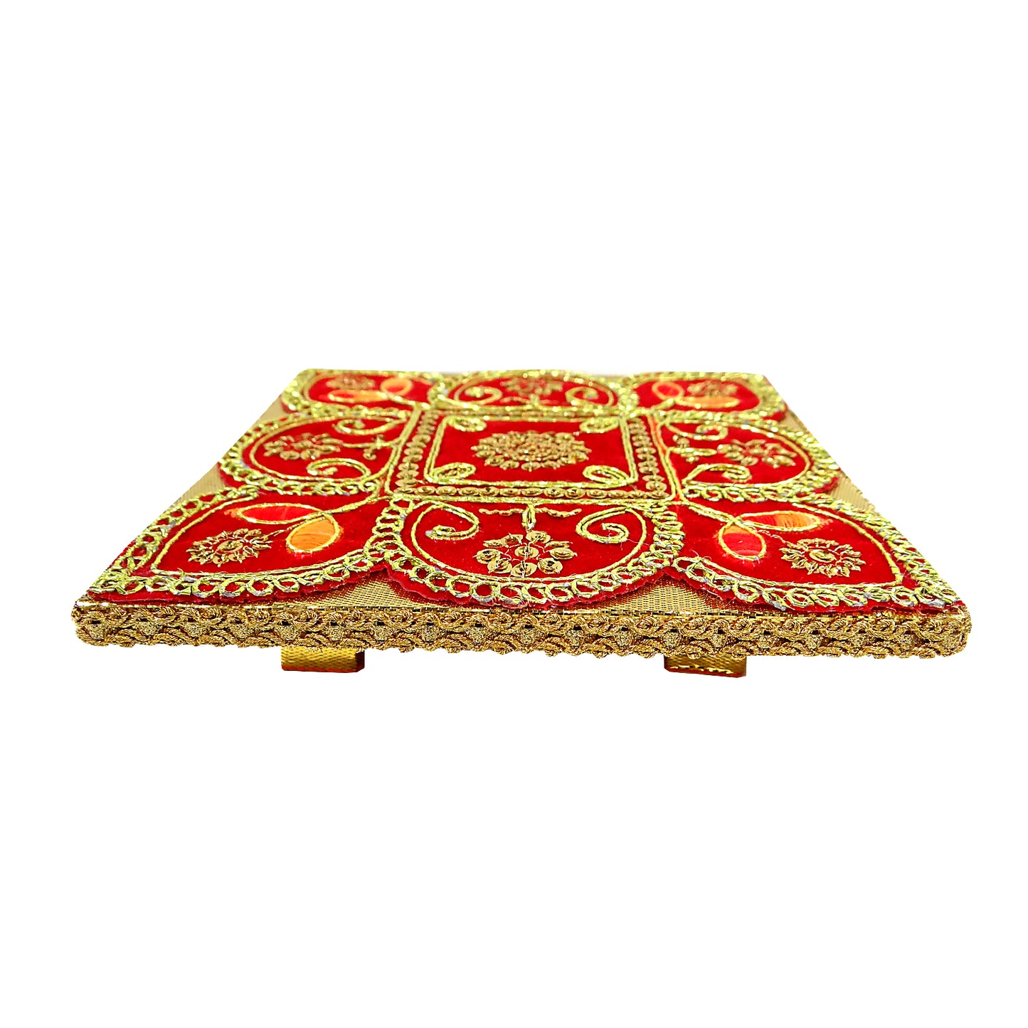 Wooden decorated Hand Crafted  Bajot (Chowki) For Pooja (6*6 Inche) 145 Gram By Upharkaro