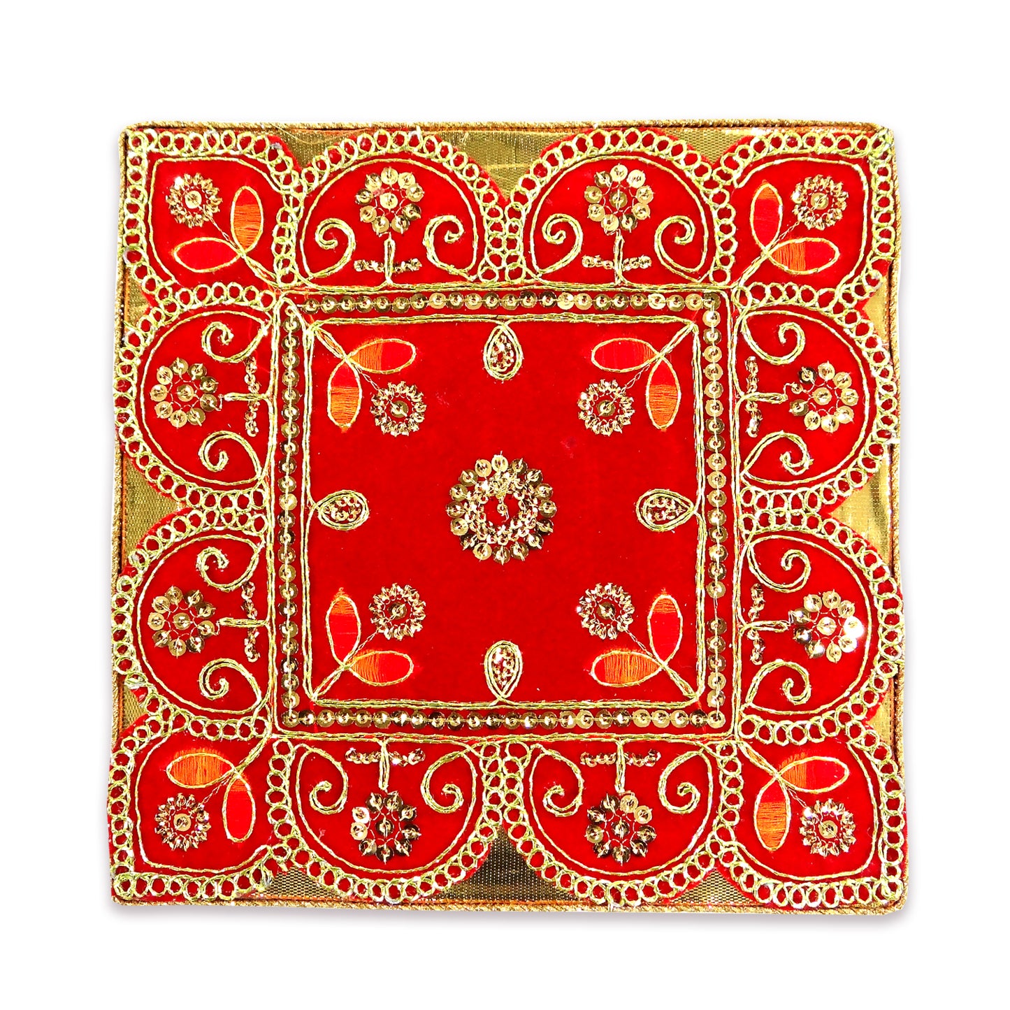 Wooden Velvet decorated Chowki  (8*8 Inche) 245 Gram By Upharkaro