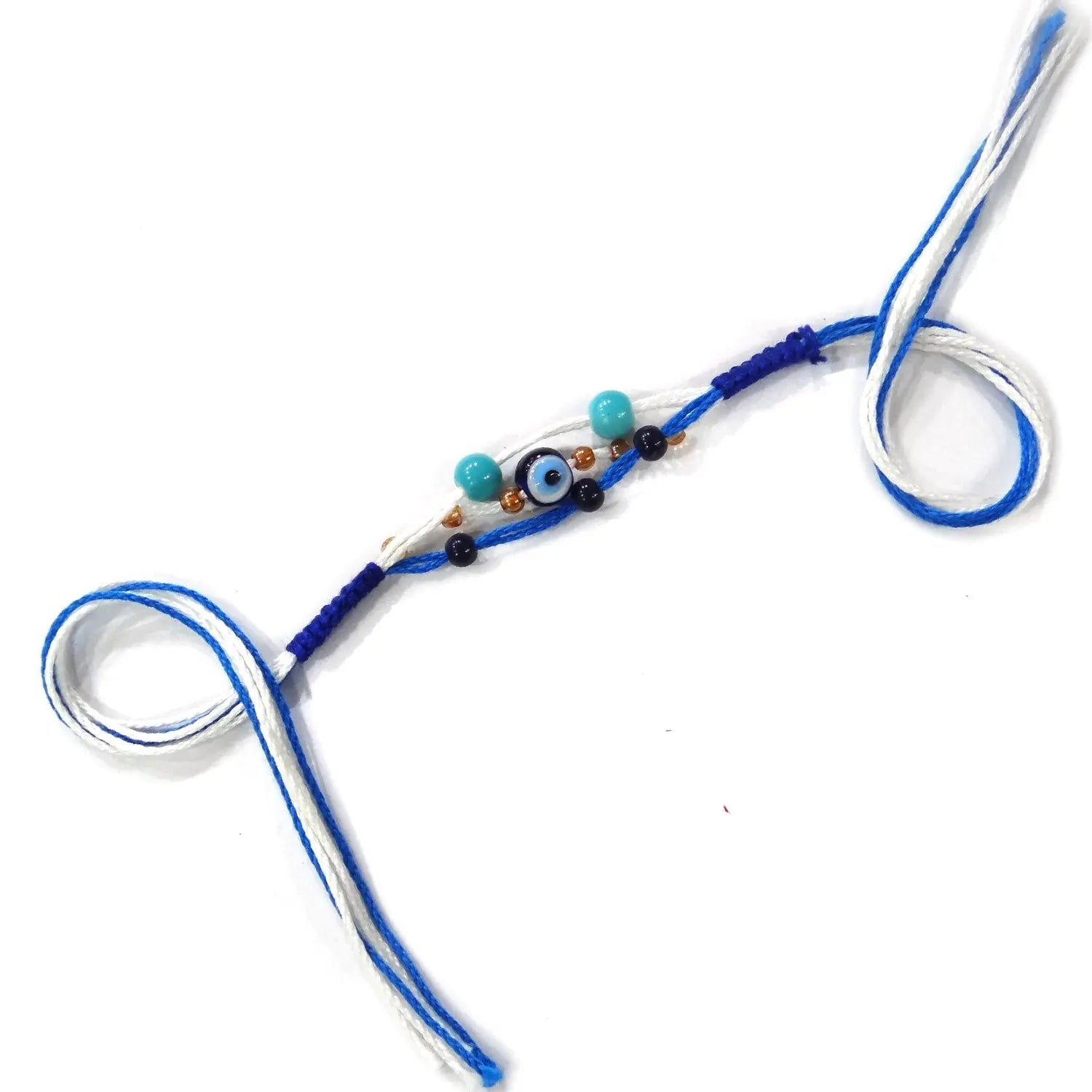 Decorative lanyard with beads on a white background