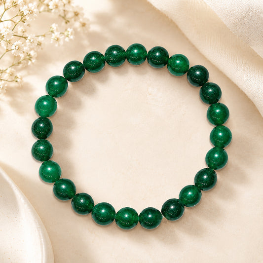 Upharkaro Dark Green Crystal Bead Bracelet for Men & Women | Healing Stone Bracelet