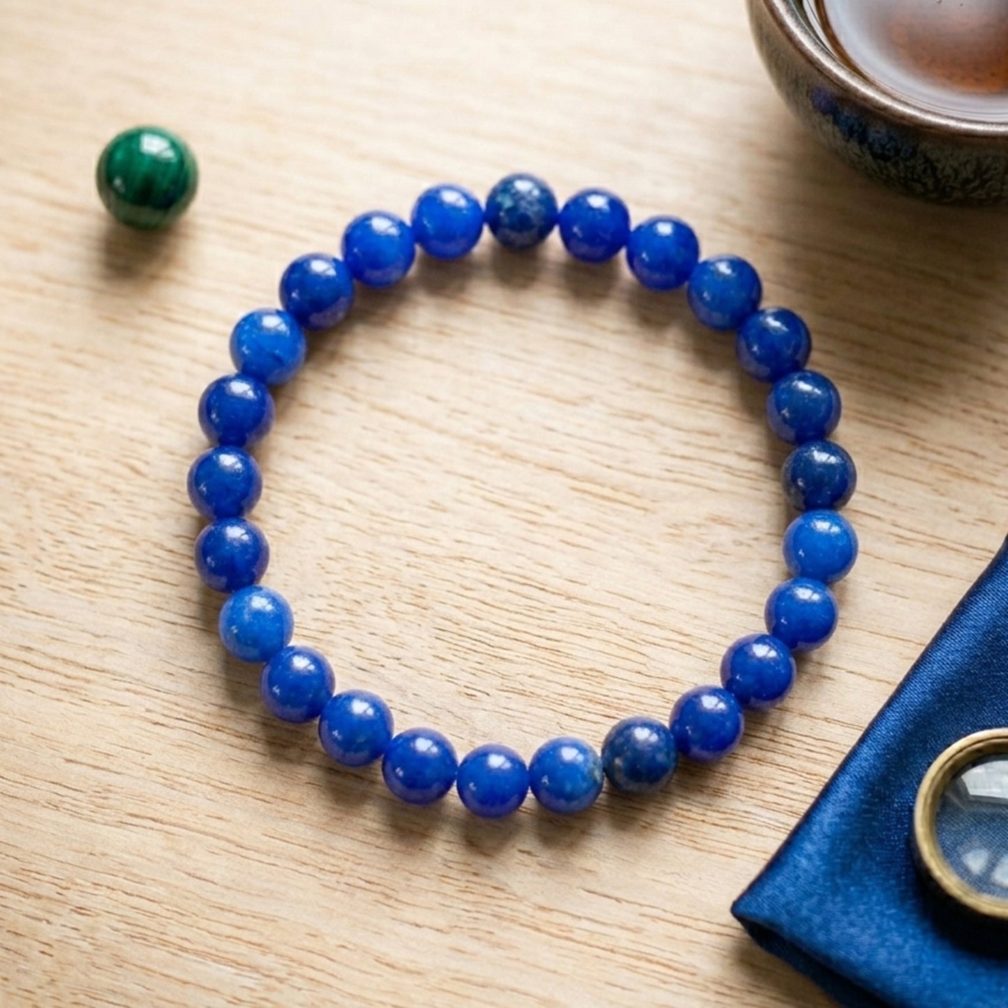 Upharkaro Royal Blue Crystal Bead Bracelet for Men & Women | Healing Stone Bracelet