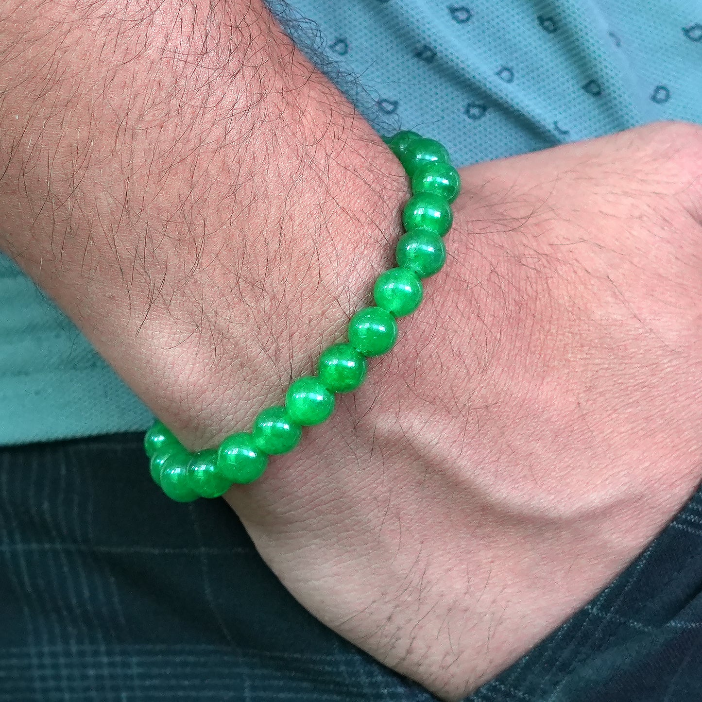 Upharkaro Lime Green Crystal Bead Bracelet | Stylish Stretchable Healing Stone Bracelet for Men & Women By Upharkaro