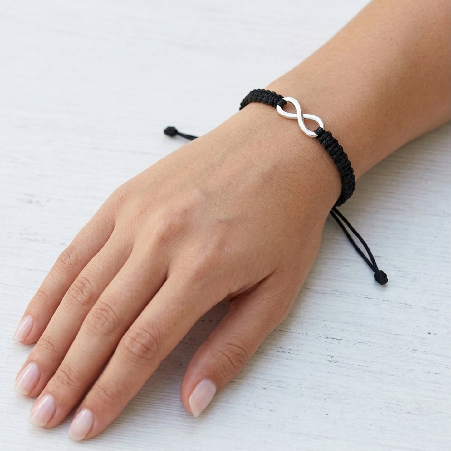 Upharkaro Infinity Couple Bracelet Set of 2 | Handmade Adjustable Black Cord Friendship Bracelets for Men & Women | Symbol of Eternal Love, Bond & Togetherness