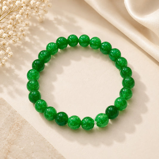 Upharkaro Lime Green Crystal Bead Bracelet | Stylish Stretchable Healing Stone Bracelet for Men & Women By Upharkaro