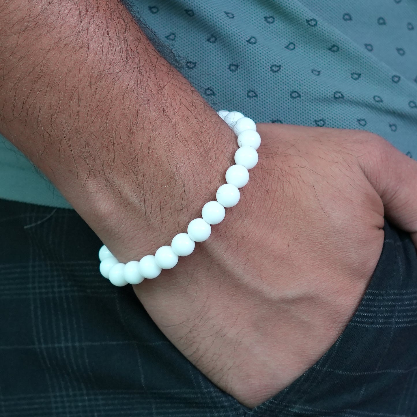White Precious Stone Bracelet – Natural Healing Crystal Beaded Bracelet for Women & Men
