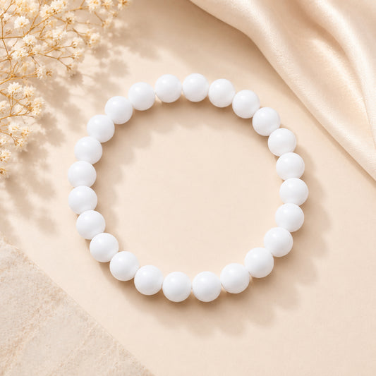 White Precious Stone Bracelet – Natural Healing Crystal Beaded Bracelet for Women & Men